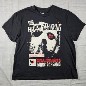 Friday the 13th Jason Voorhees Happy Camping Black Graphic T-Shirt Womens Large